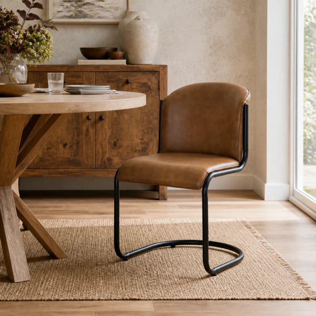 Billy Leather Curved Dining Chair - Chairs, photo 1 of 6