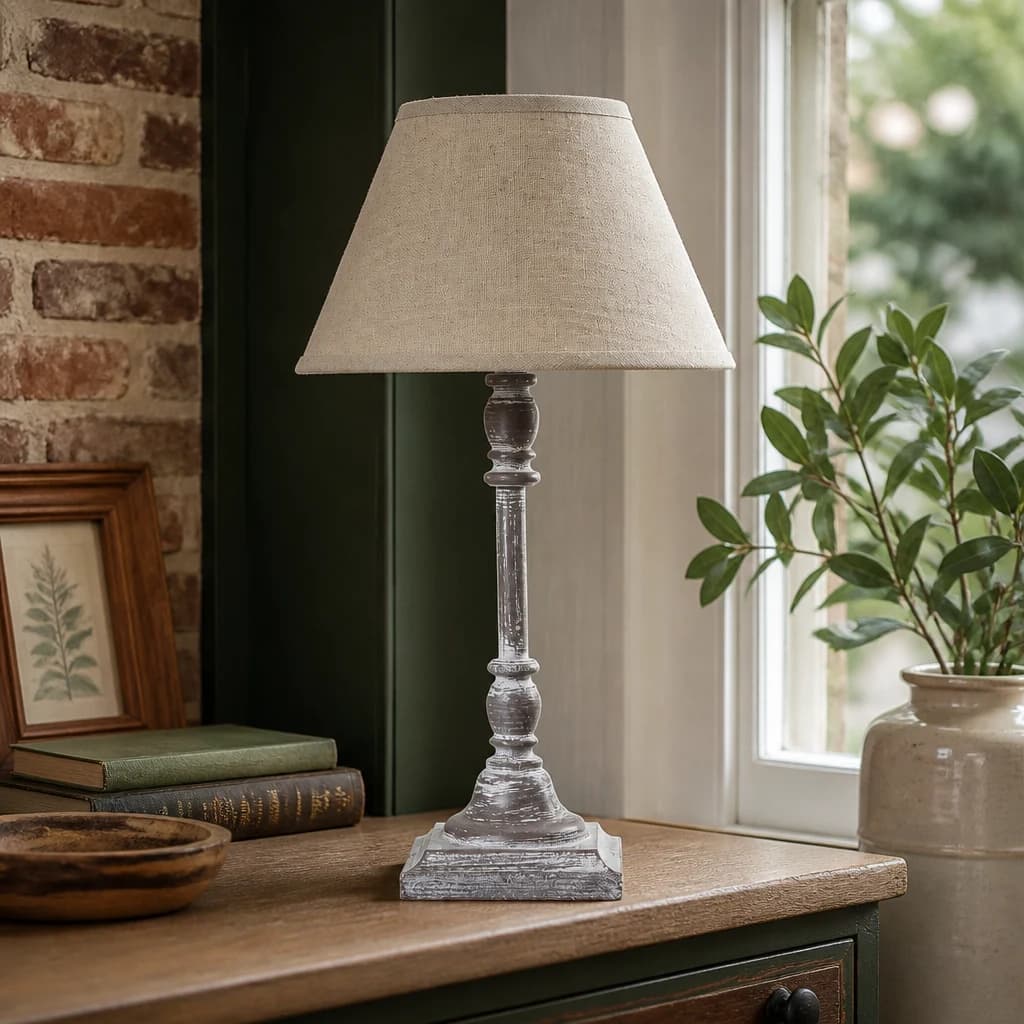 Antia Stem Table Lamp With Linen Shade - Table lamps, photo 1 of 5