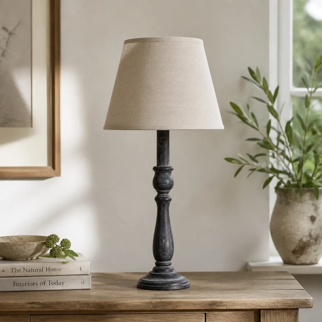 Ravenna Column Table Lamp With Linen Shade - Table lamps, photo 1 of 5