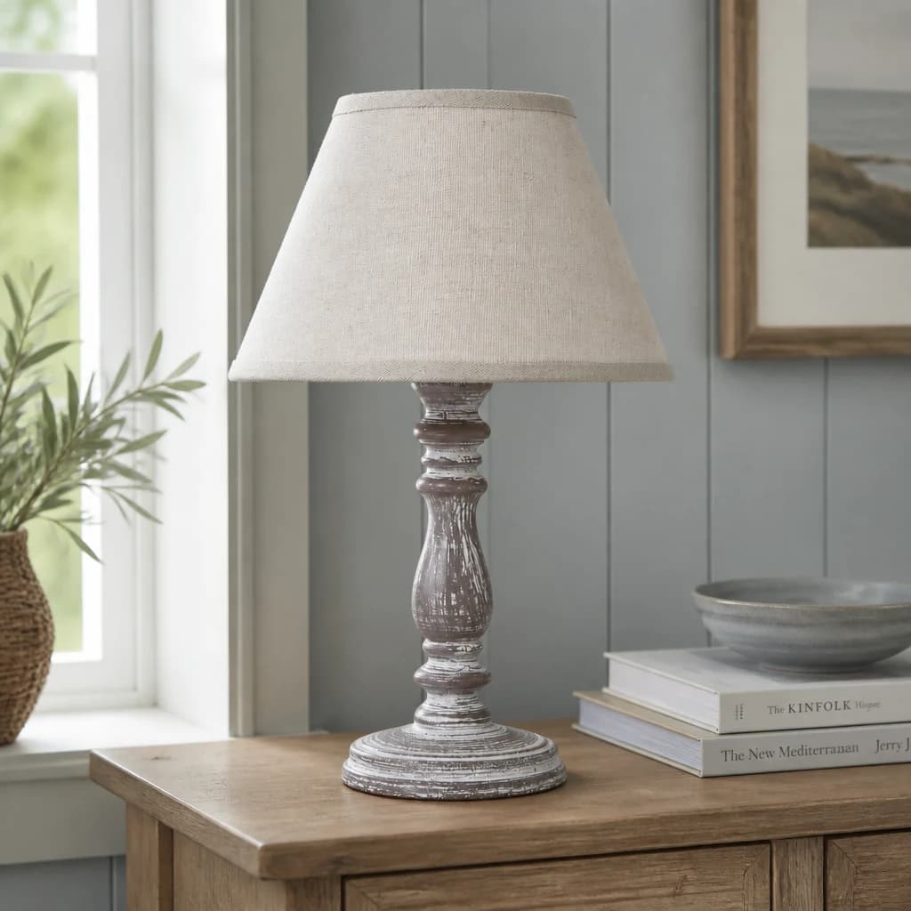 Setia Column Table Lamp With Linen Shade - Table lamps, photo 1 of 4