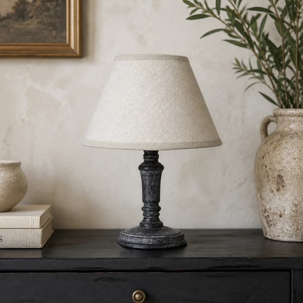 Palmyra Column Table Lamp With Linen Shade - Table lamps, photo 1 of 4