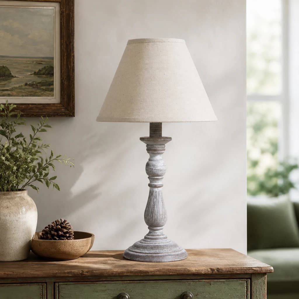 Augusta Column Table Lamp With Linen Shade - Table lamps, photo 1 of 4