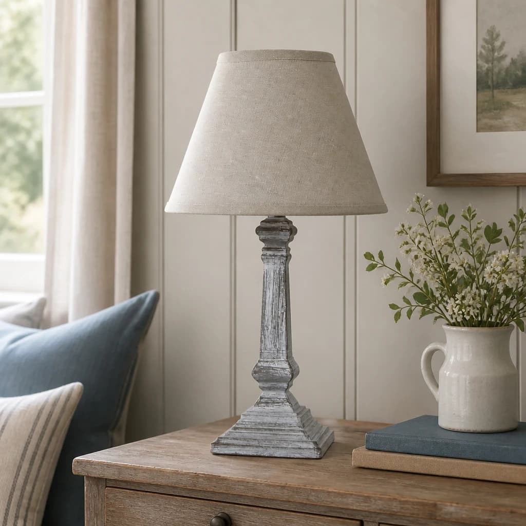 Capsa Column Table Lamp With Linen Shade - Table lamps, photo 1 of 4