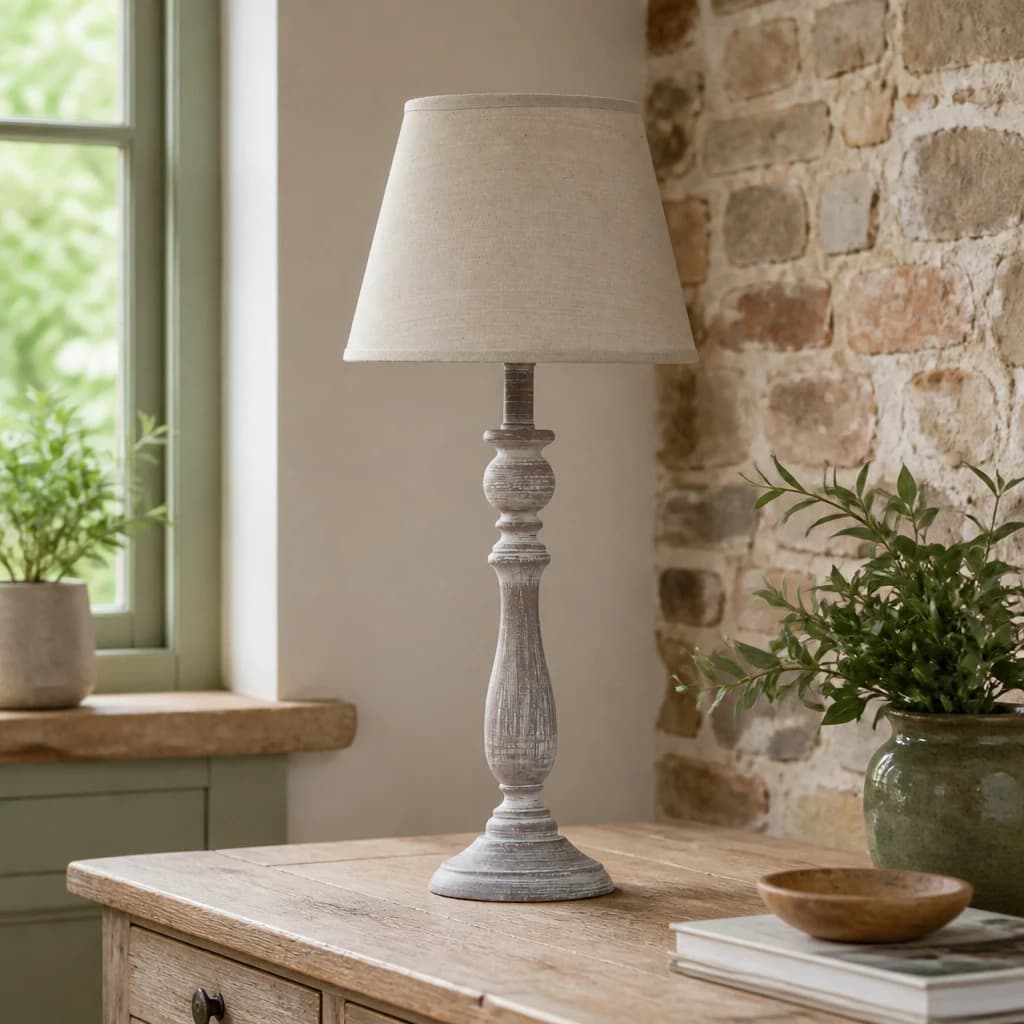 Dunum Column Table Lamp With Linen Shade - Table lamps, photo 1 of 5