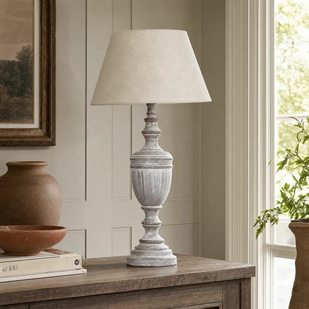 Nola Urn Table Lamp With Linen Shade - Vases, photo 1 of 4