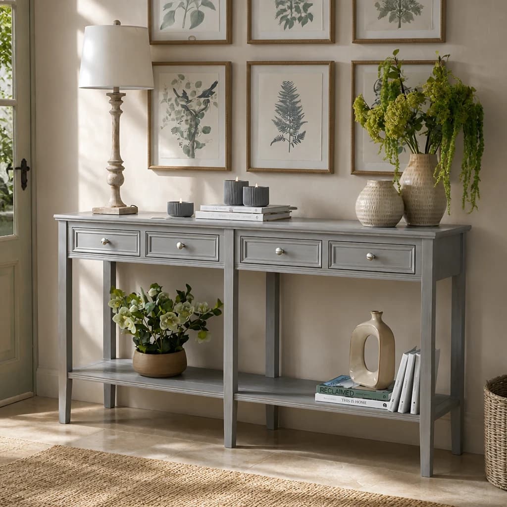 The Serene Collection Four Drawer Console Table