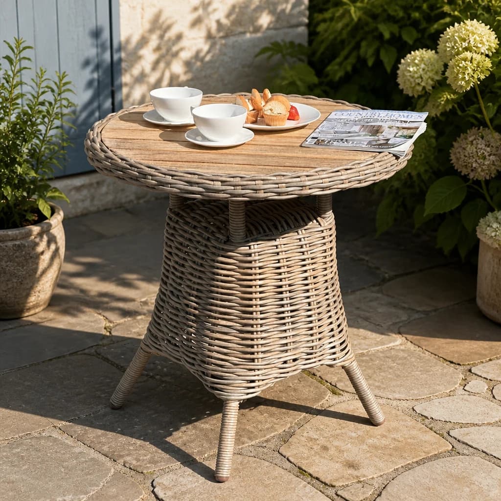 Amalfi Collection Outdoor Bistro Table With Wood Top - Outdoor, photo 1 of 5