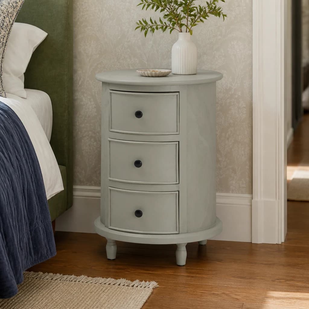 The Camden Collection 3 Drawer Round Side Table