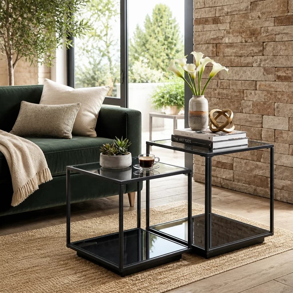 Lennox Black Framed Set Of 2 Side Tables - Tables, photo 1 of 5