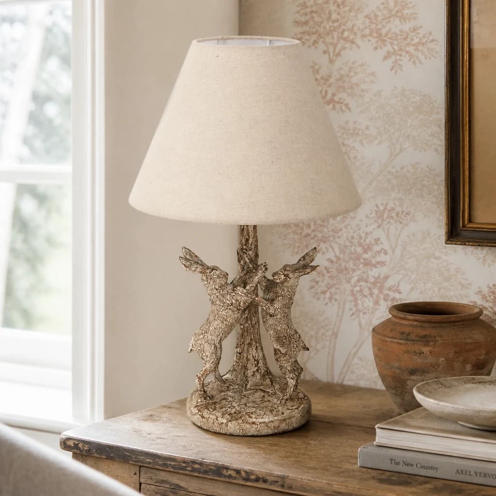 Stonewashed Marching Hares Lamp With Linen Shade - Table lamps, photo 1 of 3