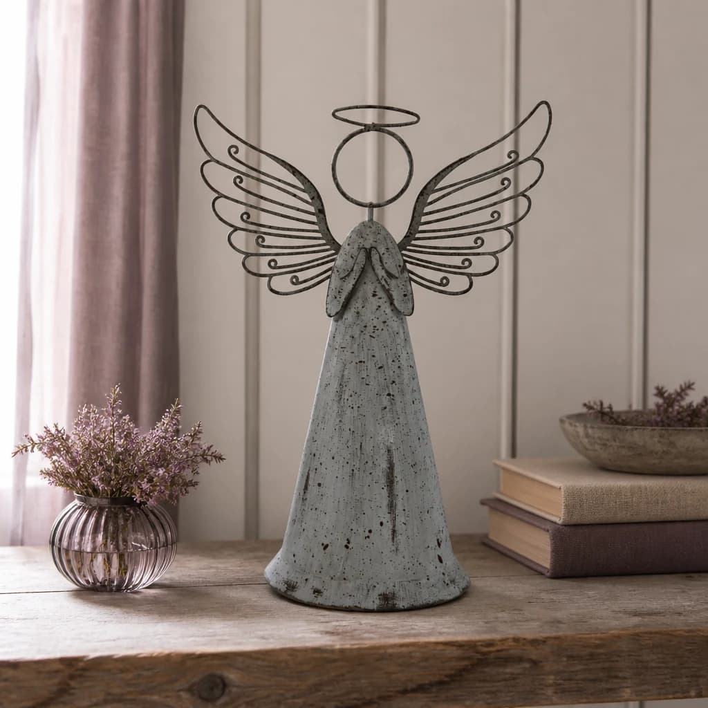 Large Rustic Metal Standing Angel - Sculptures & ornaments, photo 1 of 3