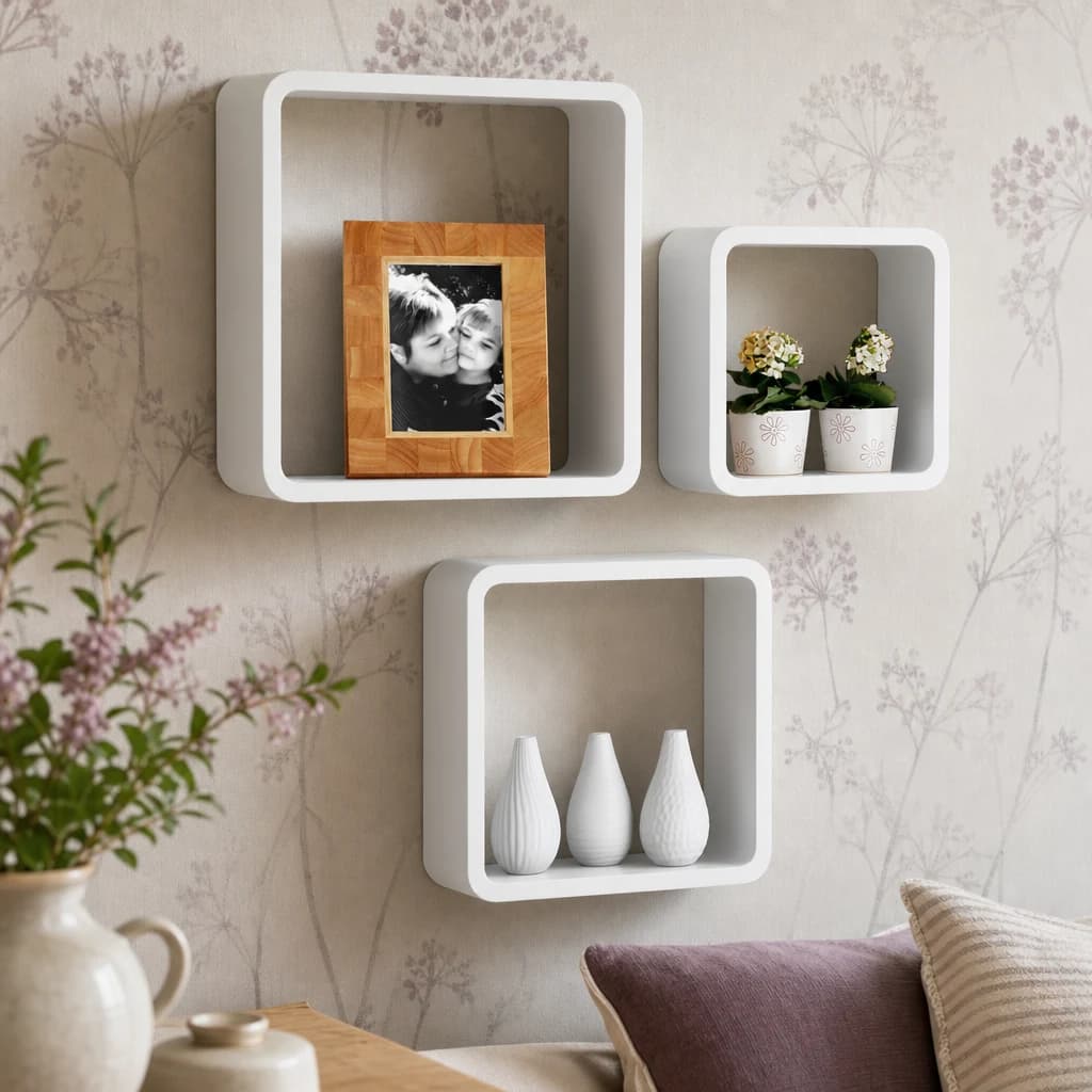 Kayli Set Of Three White Wall Cubes - Bookcases & shelving, photo 1 of 2