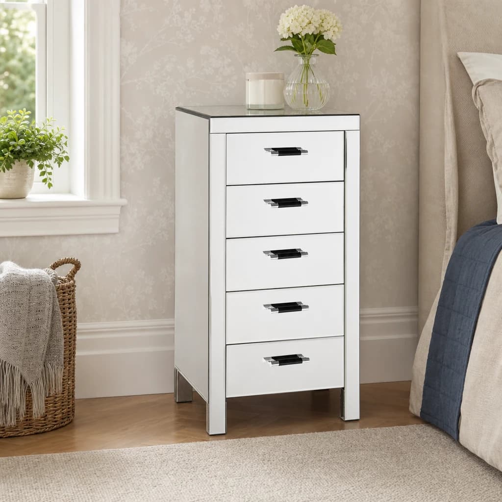 Vincenzo 5 Drawers Mirrored Drawer Chest - Furniture, photo 1 of 2