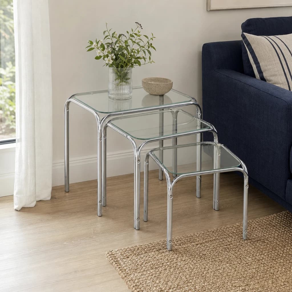Jordan Nest Of 3 Clear Glass Tables - Tables, photo 1 of 6