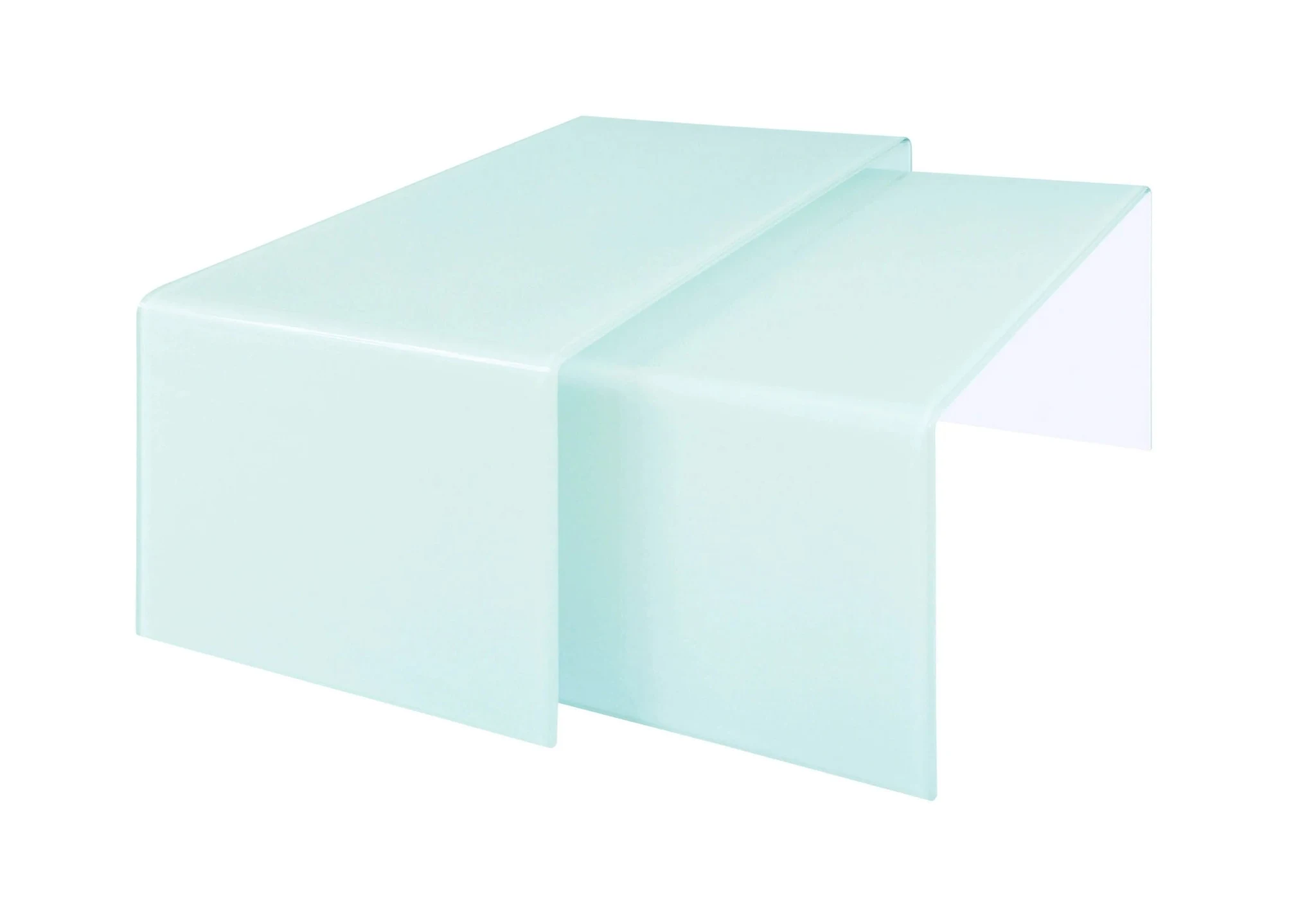 Cascade Nest Of 2 Aqua Green Curved Glass Coffee Tables - Tables, photo 2 of 2
