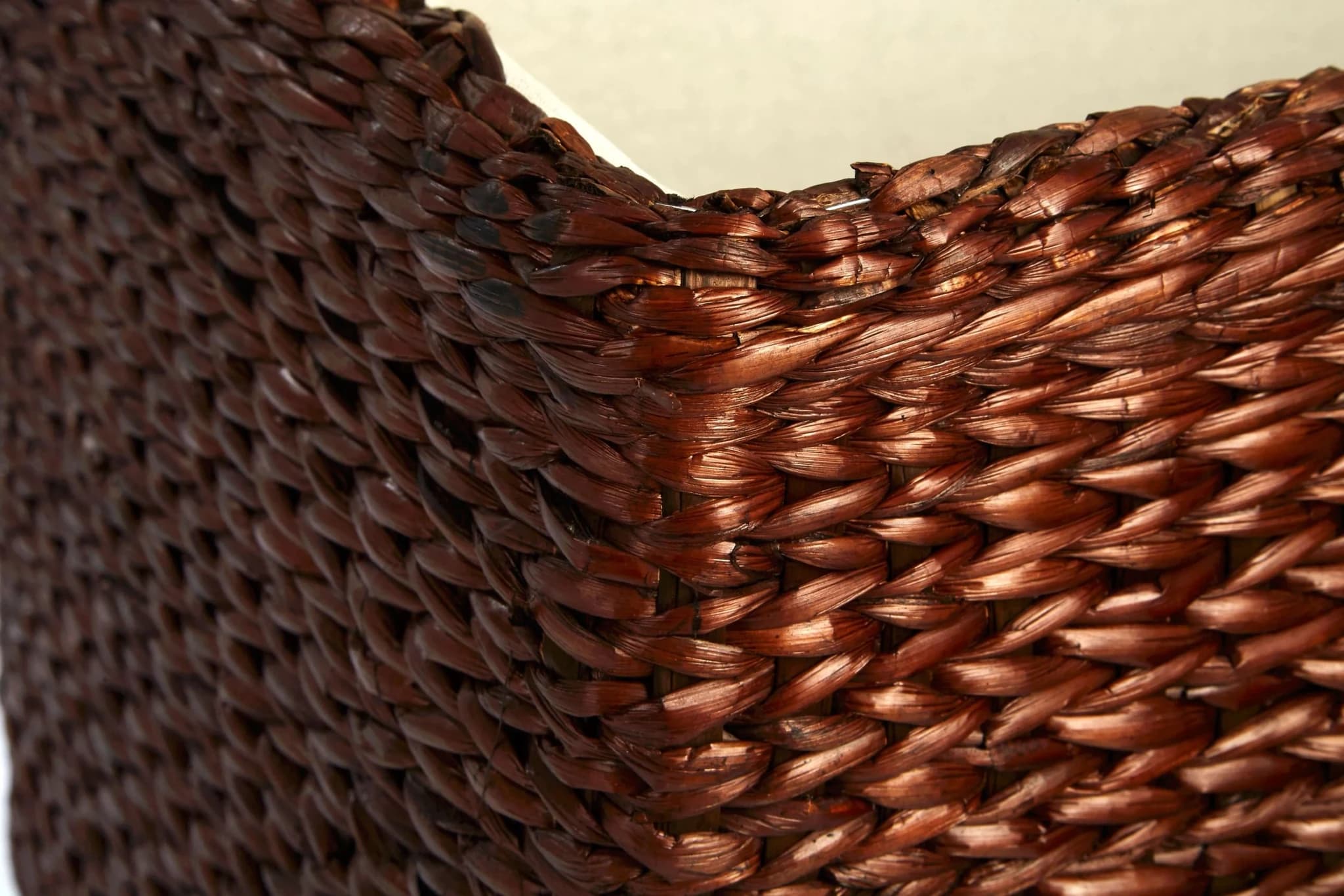 Cattail Woven Rattan and Faux Leather Set of 2 Storage Ottomans - Bookcases & shelving, photo 2 of 4
