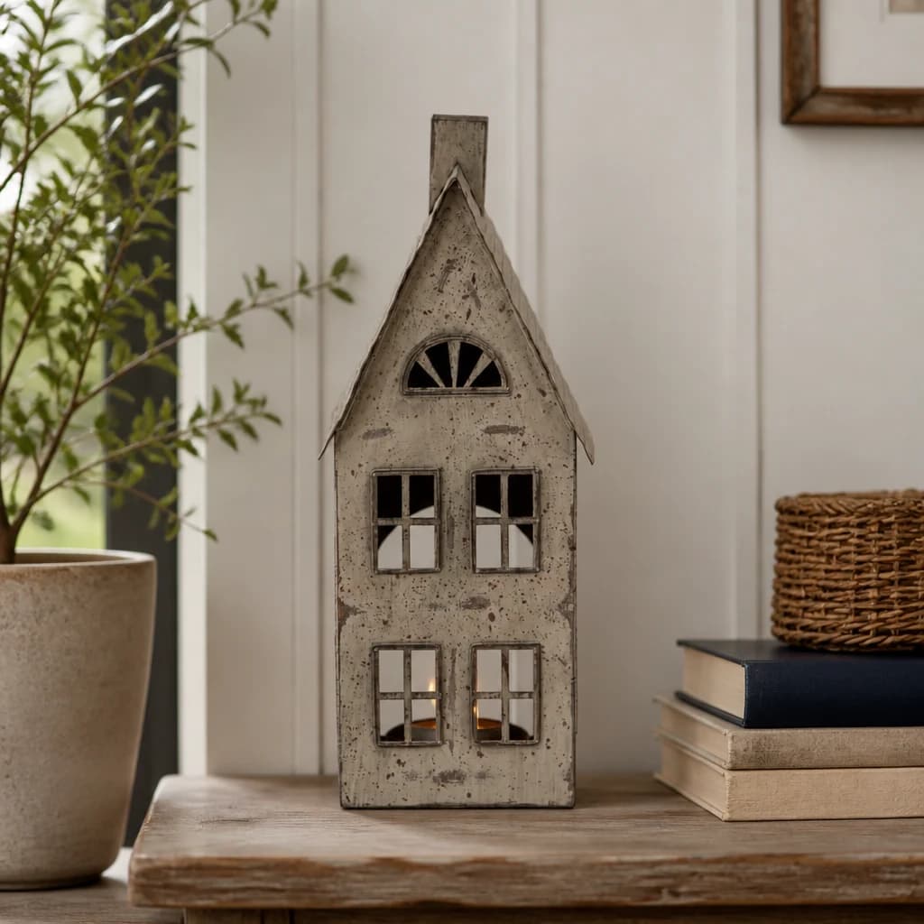 Tall Rustic Metal House With Tealight Holder - Candles, photo 1 of 3