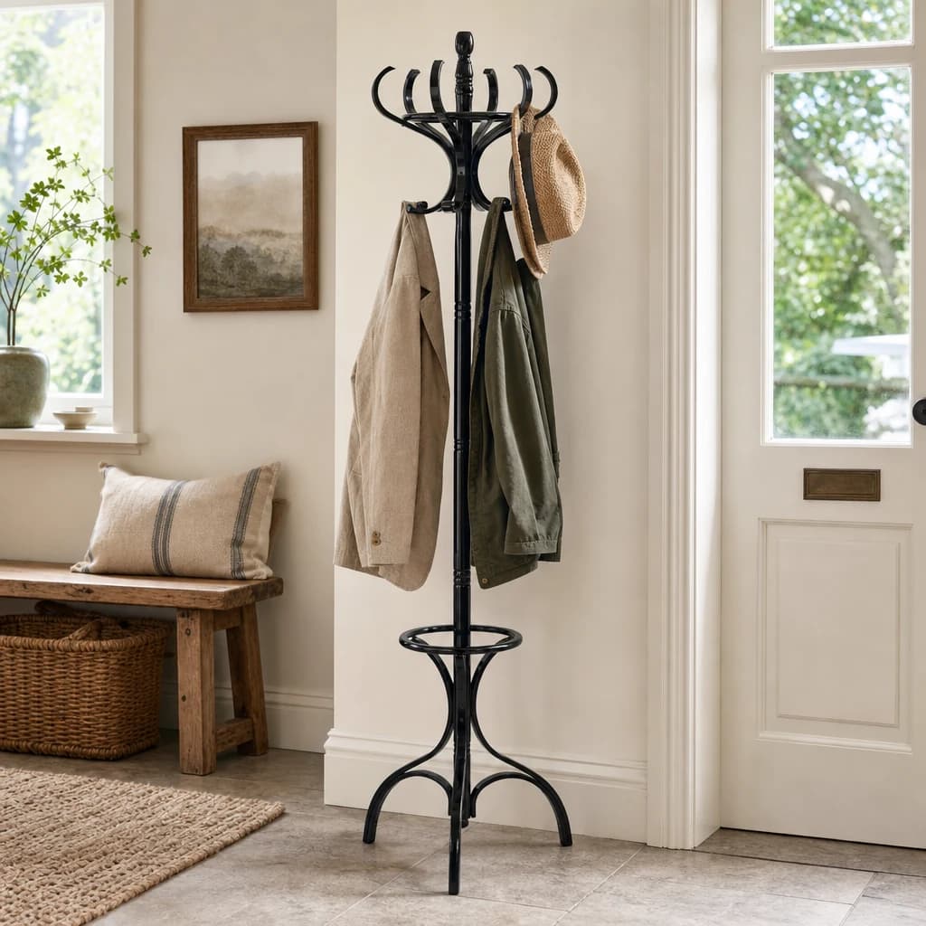 Kennedy Black Finish Floor Standing Coat Stand - Bookcases & shelving, photo 1 of 5