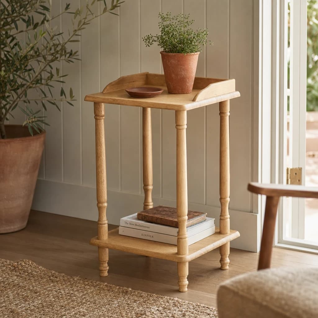 Heva Tropical Hevea Wood Telephone Side Table - Tables, photo 1 of 2