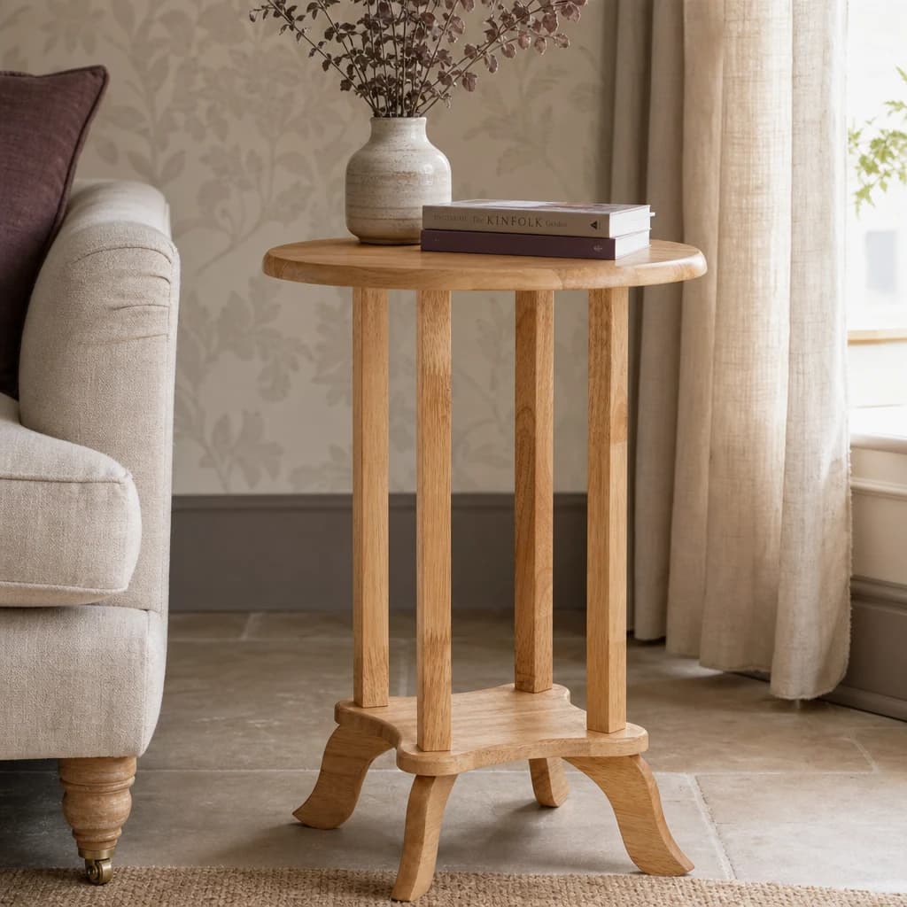 Heva Round Tropical Hevea Wood Side Table - Tables, photo 1 of 4