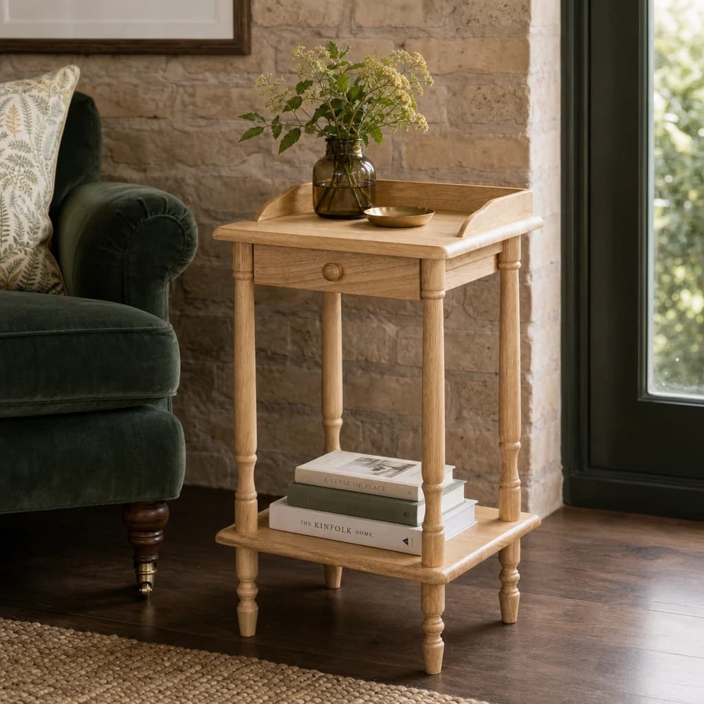Heva Rectangular Tropical Hevea Wood Telephone Side Table with Drawer - Tables, photo 1 of 2