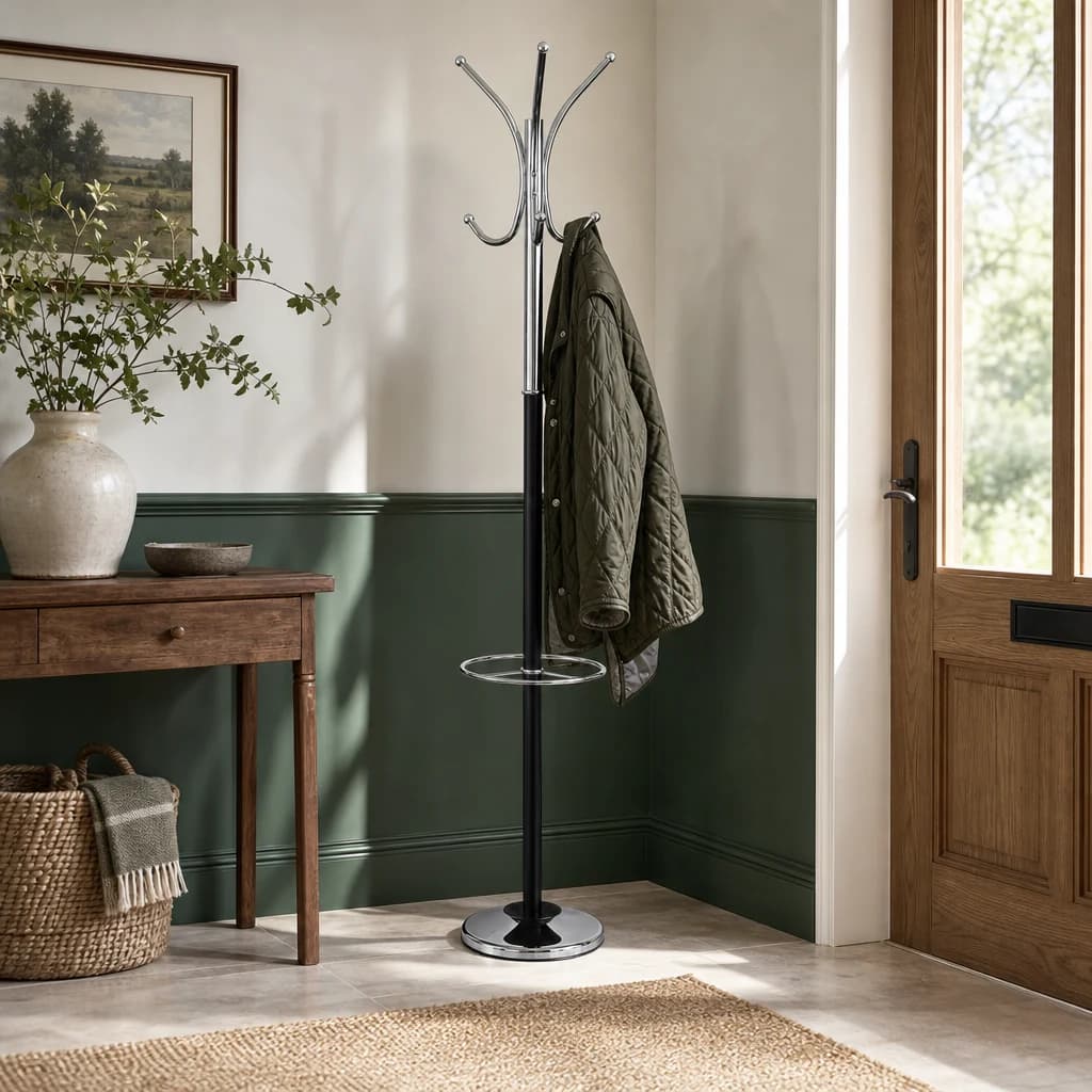 Drew Black and Chrome Floor Standing Coat Stand - Bookcases & shelving, photo 1 of 2