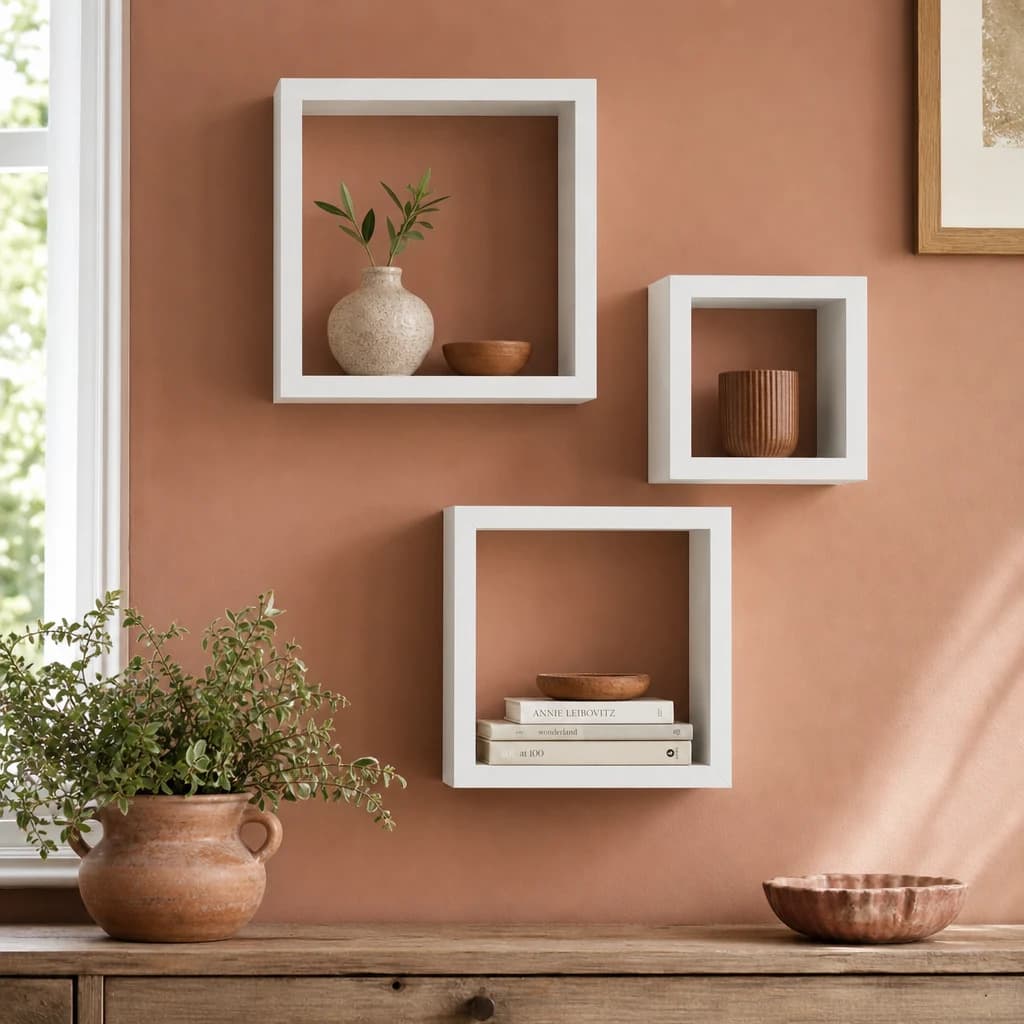 Kayli Set Of Three White Mdf And Pvc Coating Wall Cubes
