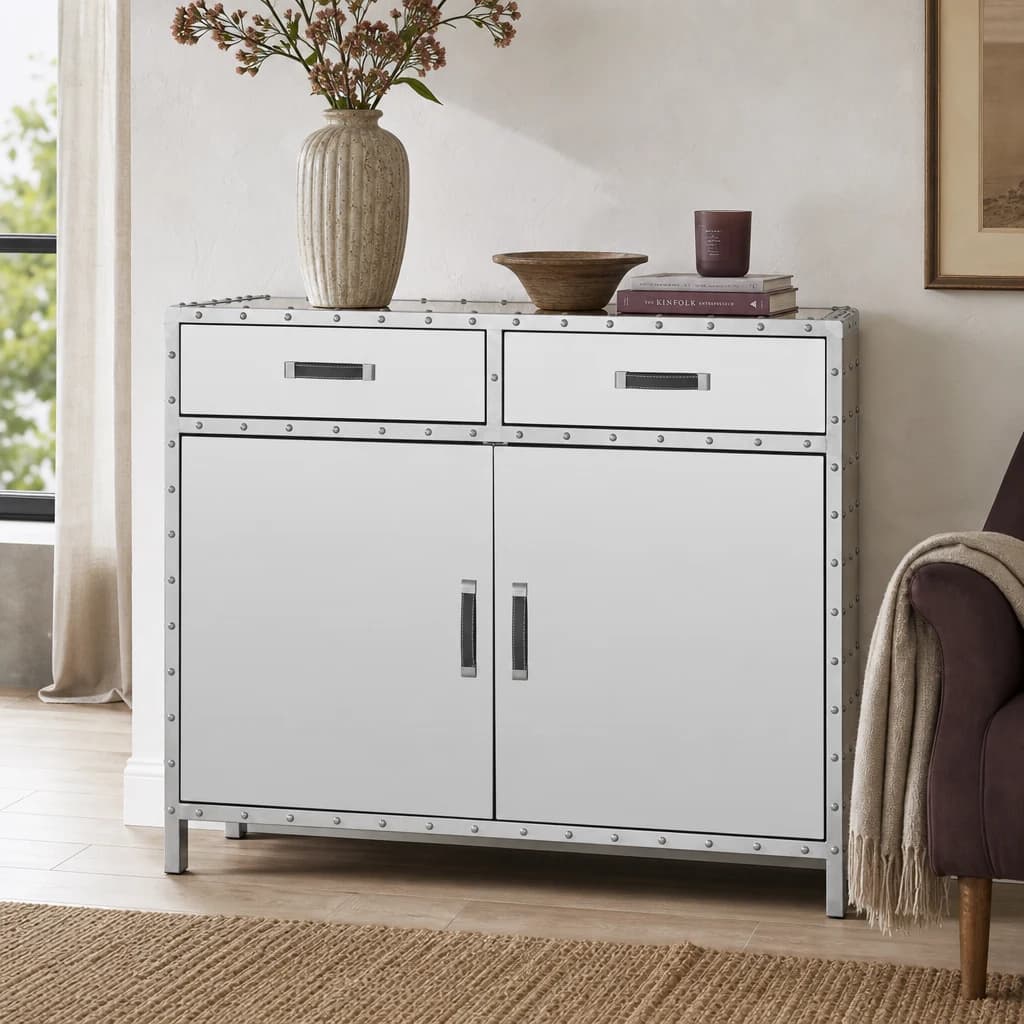 Rivet Mirrored Two Door Sideboard with Drawers - Bookcases & shelving, photo 1 of 4