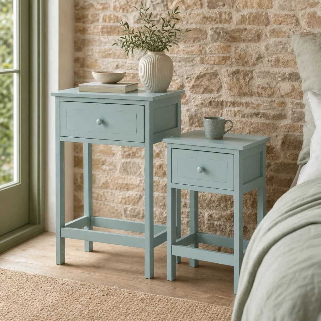 Chatelet Duck Egg Blue Set of 2 Side Tables with Drawers - Tables, photo 1 of 3