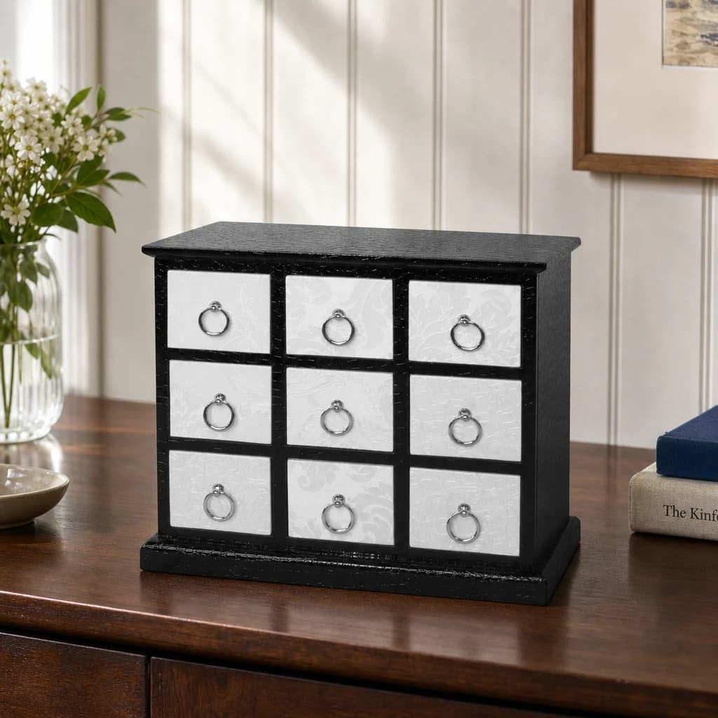 Carla Black Crocodile Leather Effect Chest of 9 Drawers - Bookcases & shelving, photo 1 of 3