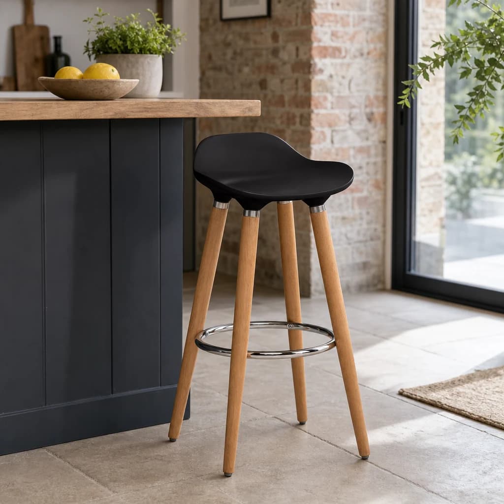 Stockholm Black Abs Beech Wood Bar Stool - Seating, photo 1 of 2