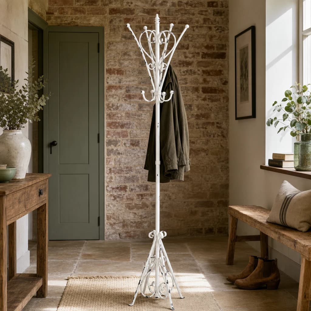 New York Loft White Distressed Finish Metal Coat Stand - Bookcases & shelving, photo 1 of 4