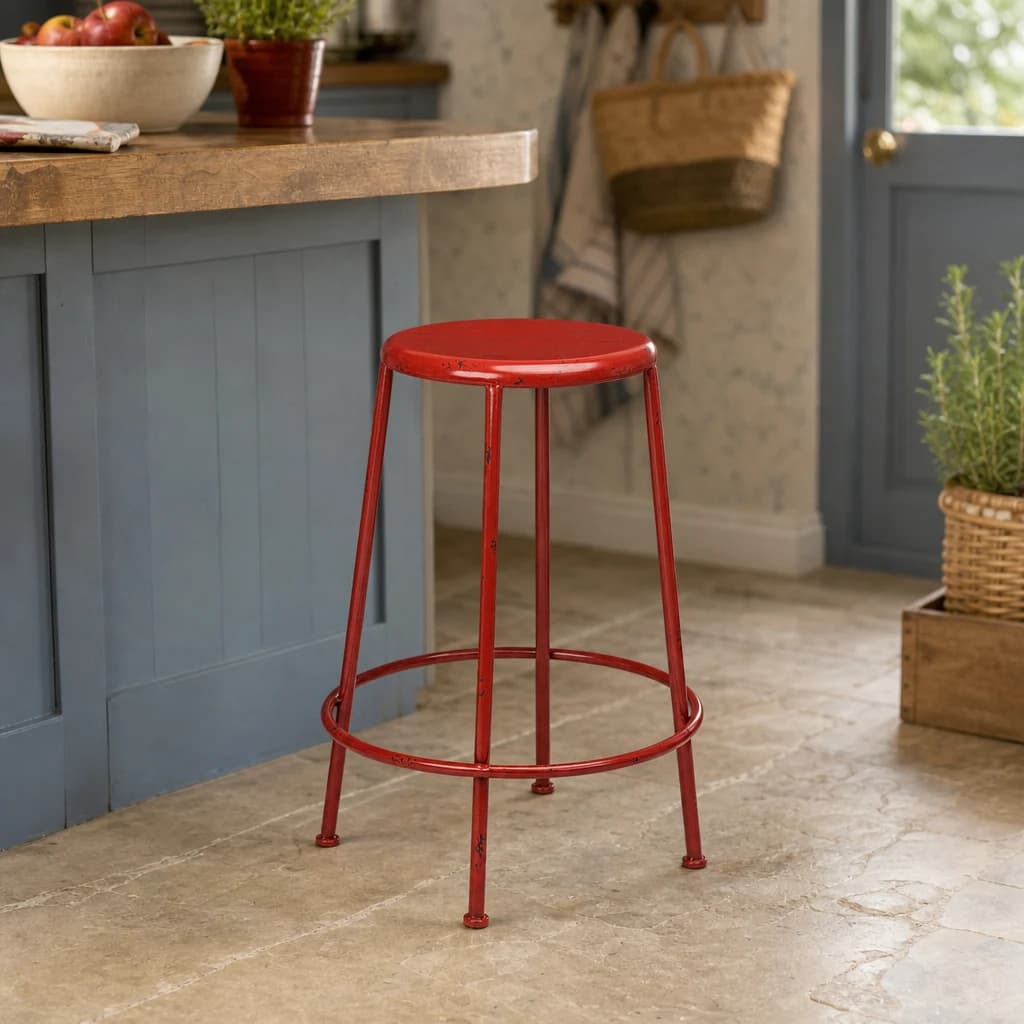 Artisan Red Metal Bar Stool - Seating, photo 1 of 2