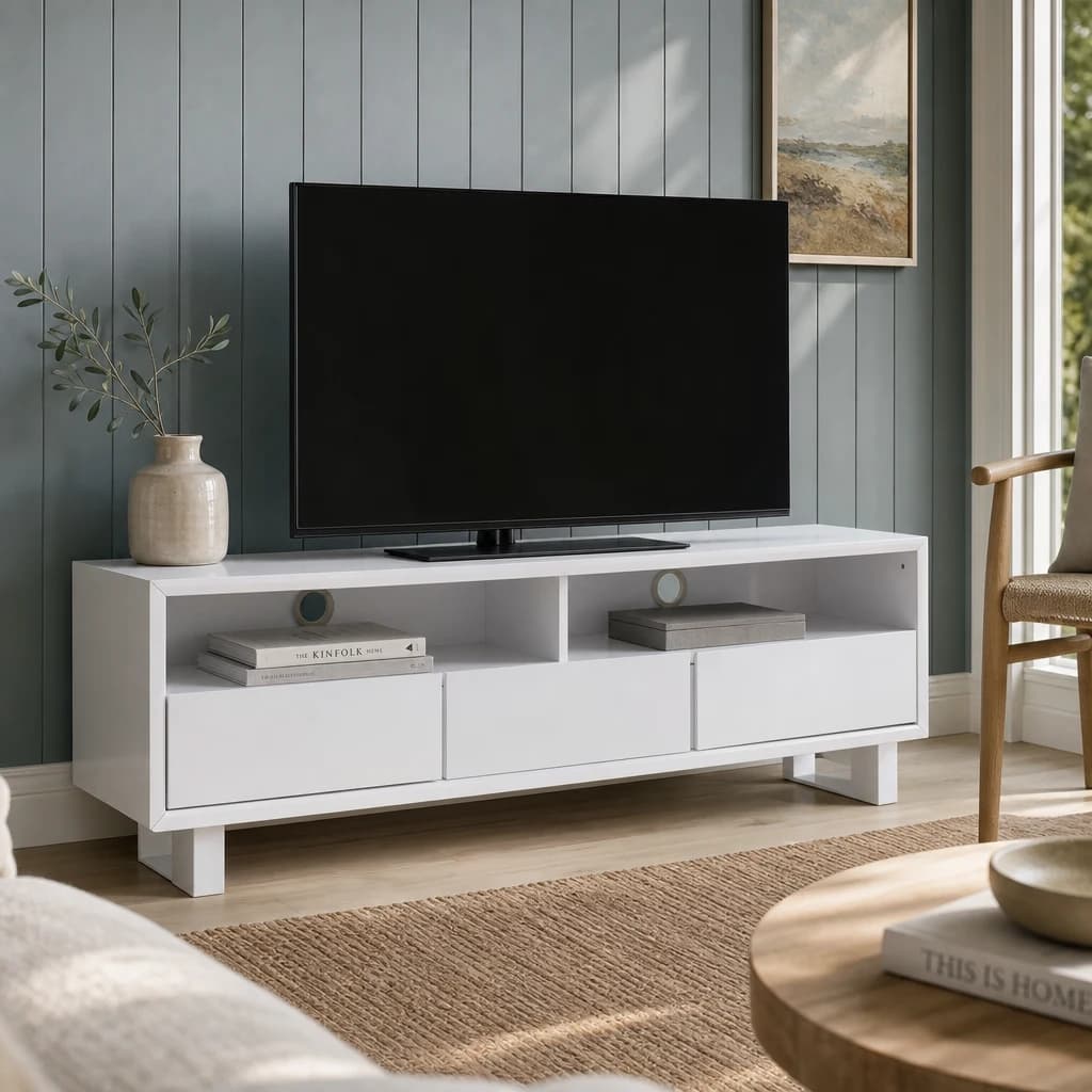 Moritz White High Gloss Media Cabinet - Bookcases & shelving, photo 1 of 8