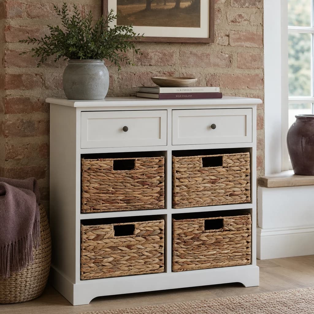 Vermont Ivory 2 Drawer 4 Baskets Cabinet - Bookcases & shelving, photo 1 of 3
