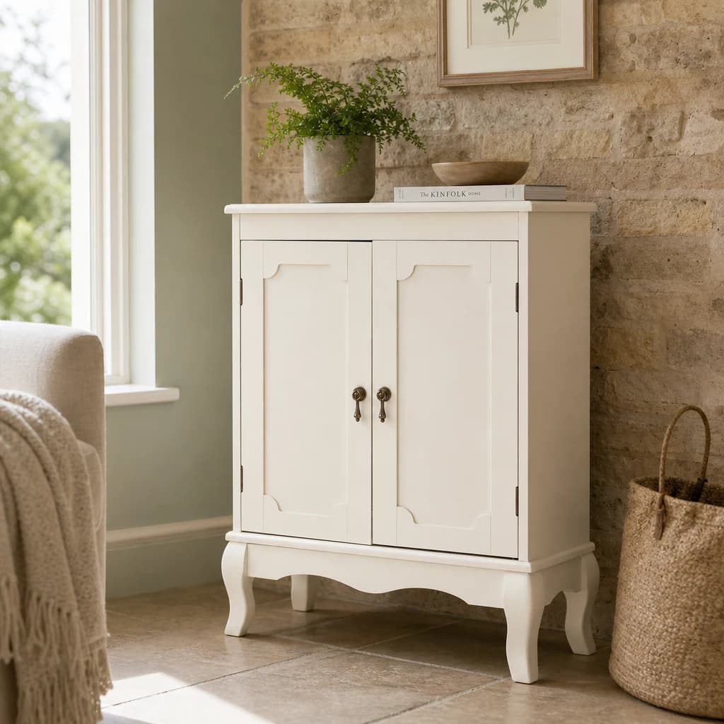 Marcella Double Door Ivory Finish Cabinet - Bookcases & shelving, photo 1 of 4