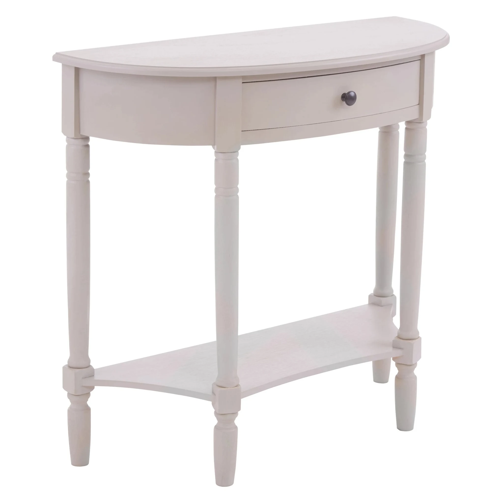 Heritage Grey Putty Half Moon One Drawer Wooden Console Table - Tables, photo 6 of 8