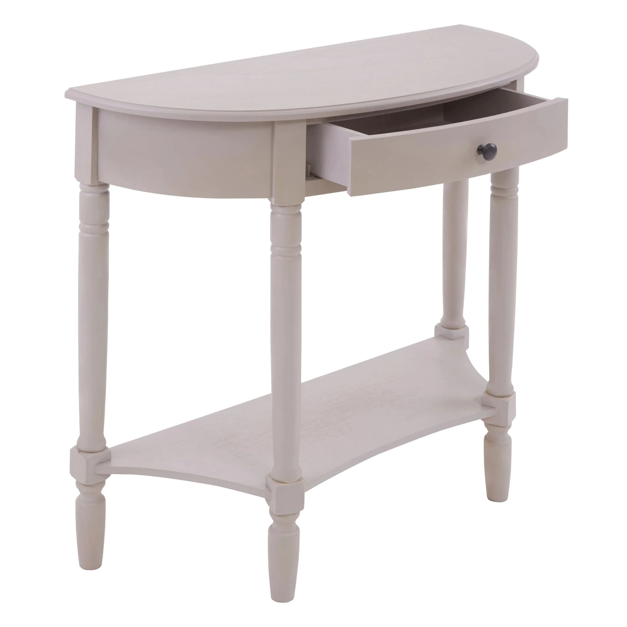 Heritage Grey Putty Half Moon One Drawer Wooden Console Table - Tables, photo 5 of 8