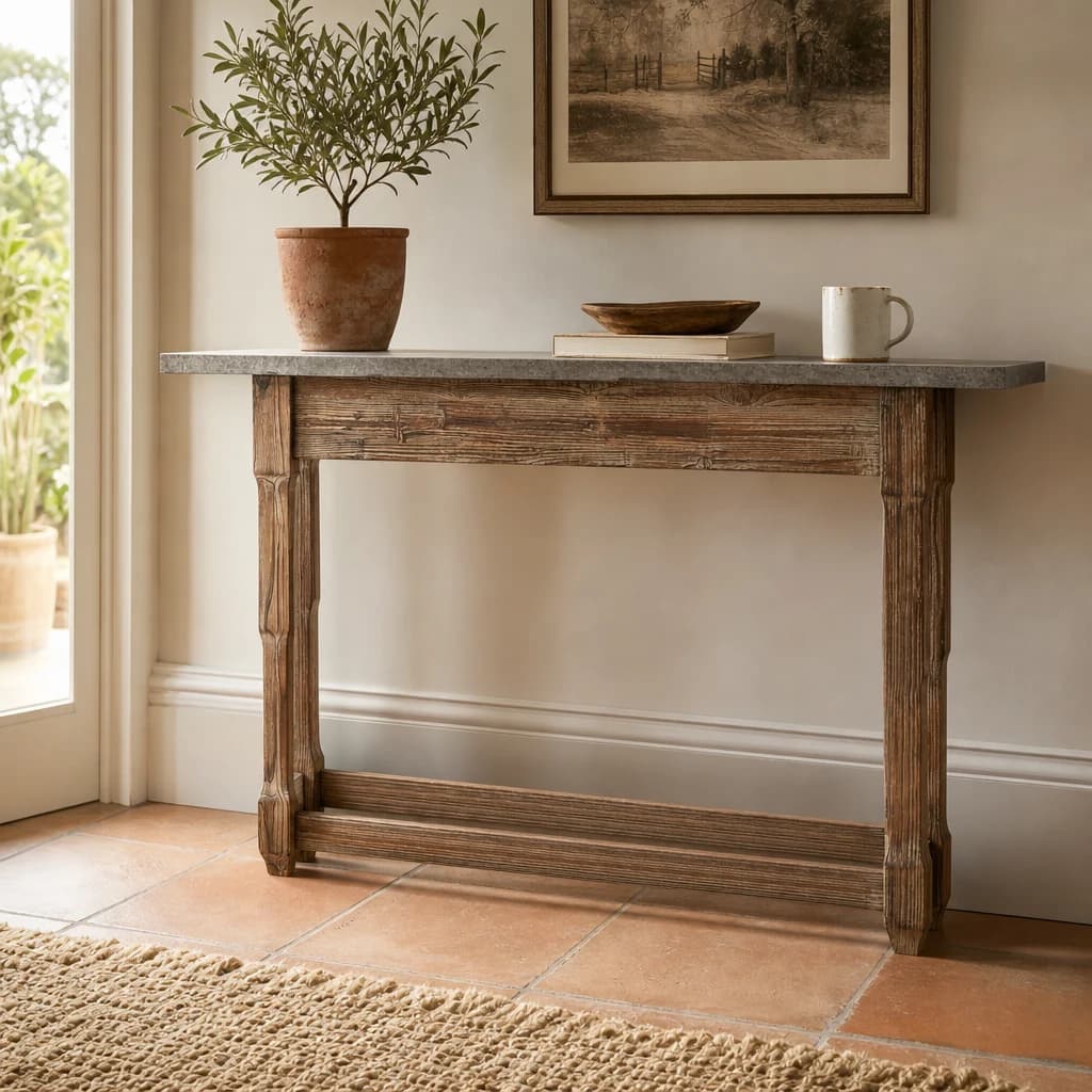 Elementary Antique Wood Finish Console Table - Tables, photo 1 of 6
