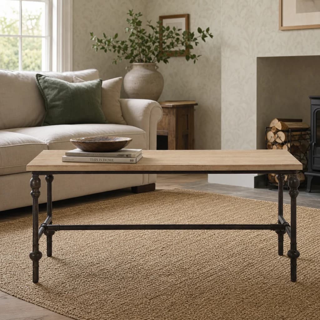 Tribeca Washed Finish Wooden Coffee Table - Tables, photo 1 of 6