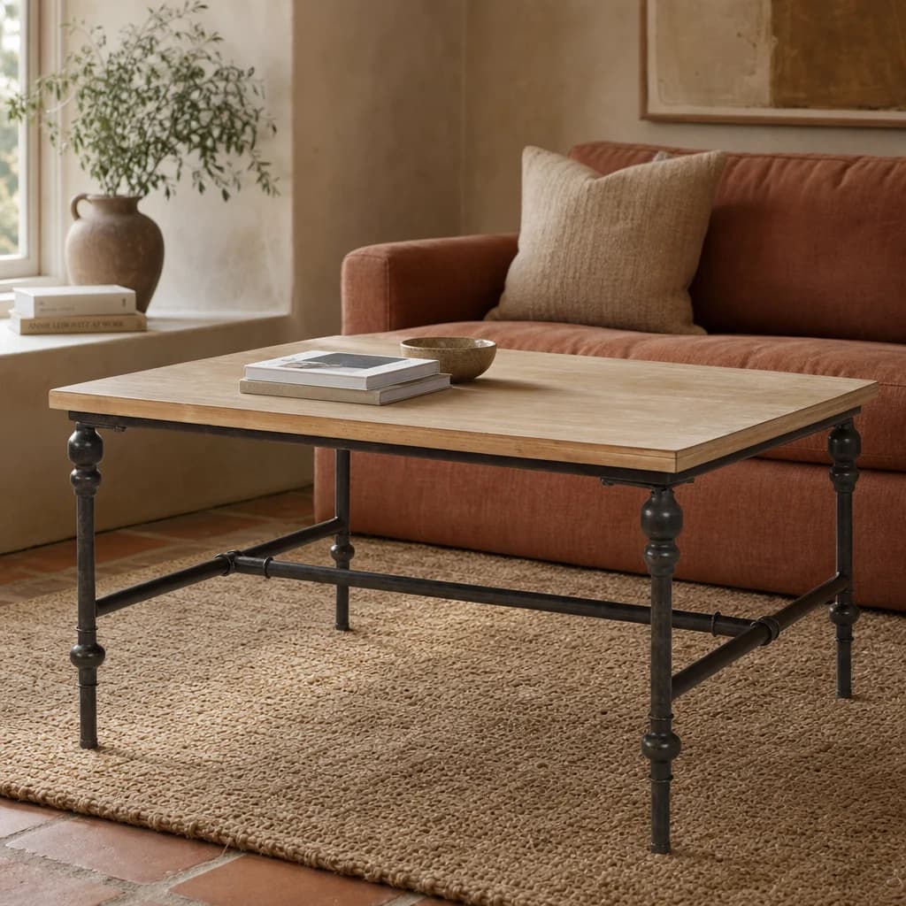 Tribeca Washed Finish Wood Square Coffee Table - Tables, photo 1 of 4