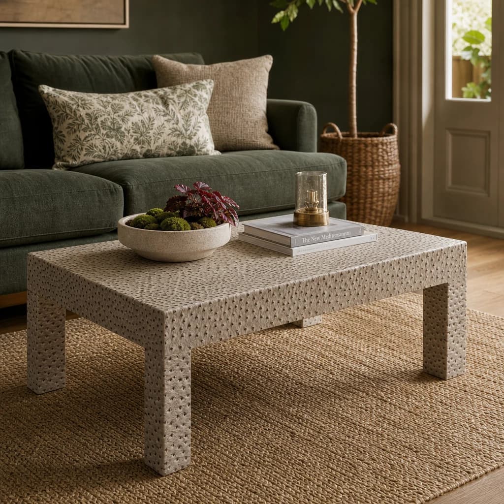 Ostrich Natural Leather Effect Coffee Table - Tables, photo 1 of 2