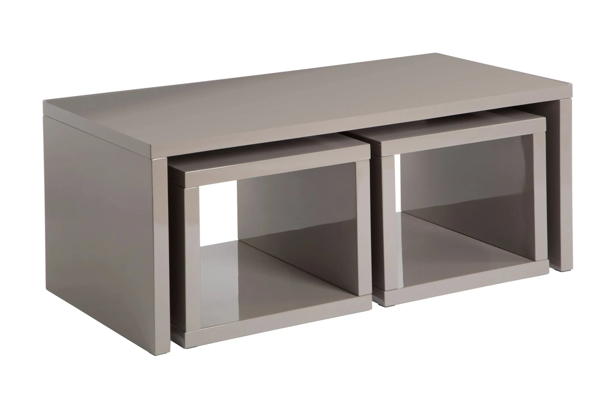 Madrid Dark Grey High Gloss Set of 3 Nesting Coffee Tables - Tables, photo 2 of 2