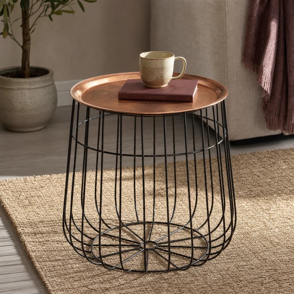 Templar Copper Tray And Black Finish Side Table - Tables, photo 1 of 2