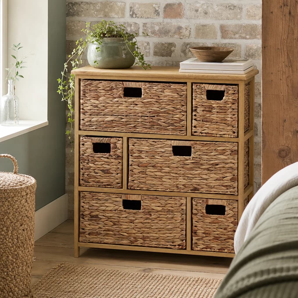 Padstow Storage Unit with 6 Water Hyacinth Drawers - Bookcases & shelving, photo 1 of 6