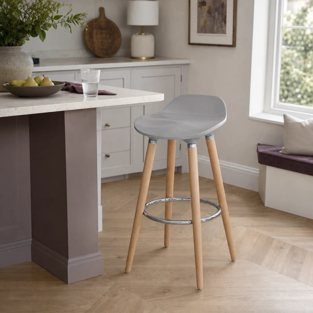 Stockholm Taupe Abs And Beech Wood Bar Stool - Seating, photo 1 of 2