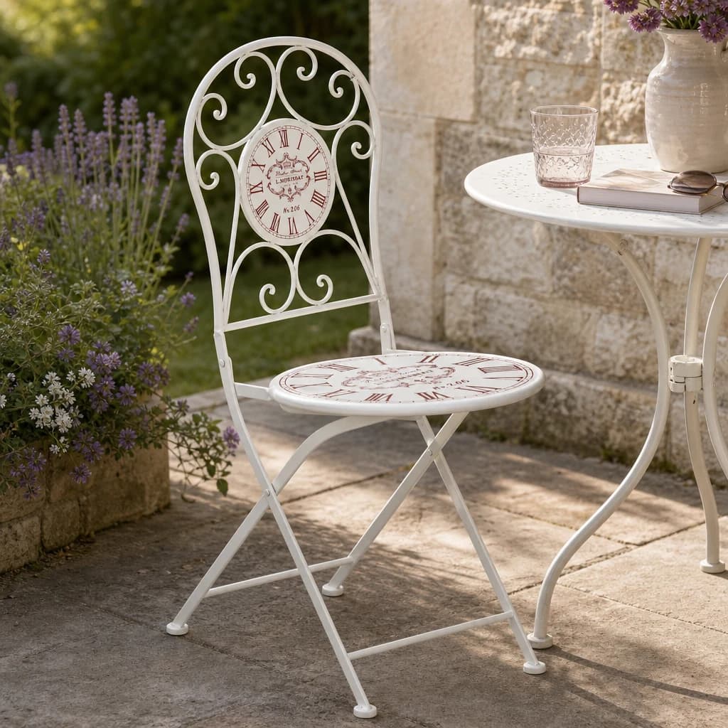 Cafe Cassis Cream Metal Folding Bistro Chair - Seating, photo 1 of 2