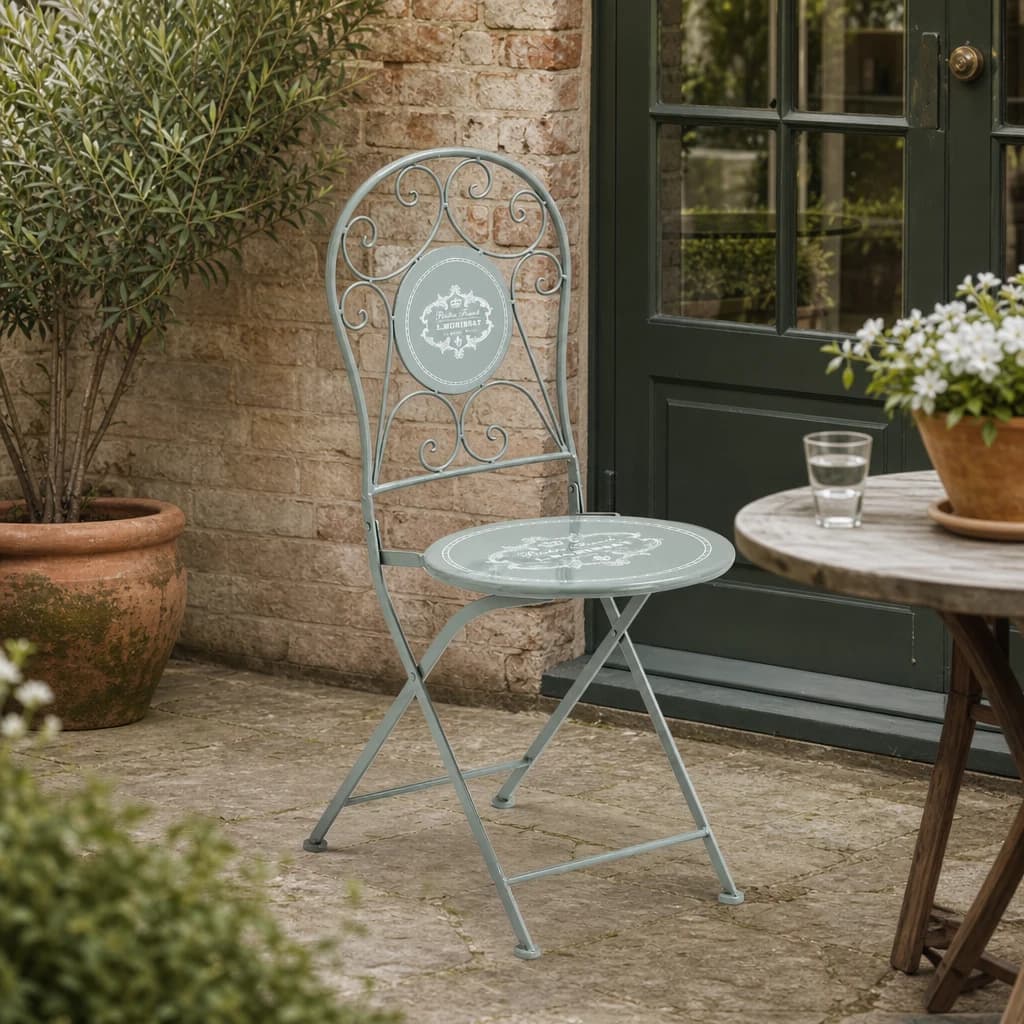 Cafe Cassis Grey Metal Folding Bistro Chair - Seating, photo 1 of 2