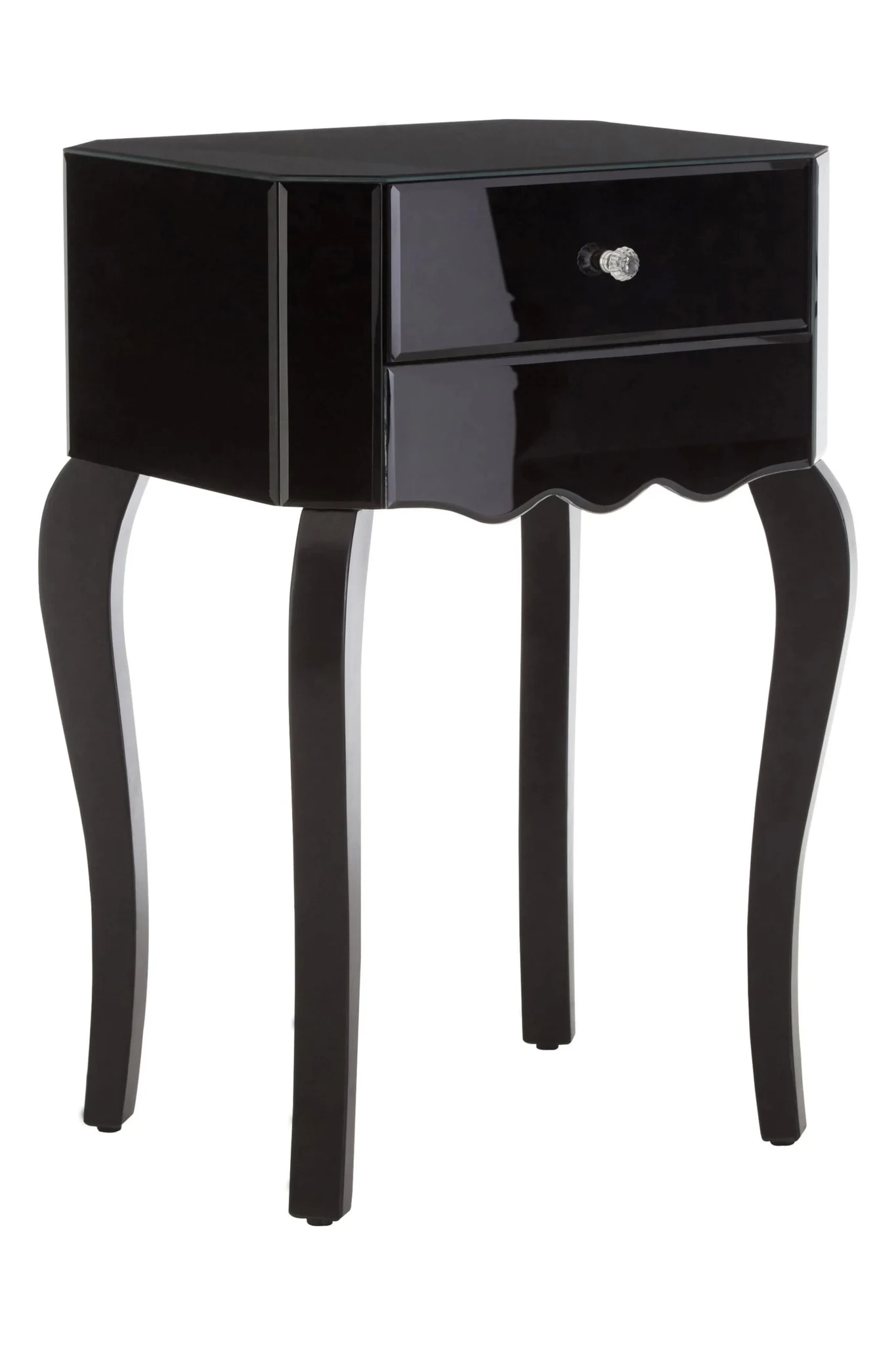 Orchid 1 Drawer Black Mirrored Glass Side Table - Tables, photo 4 of 5