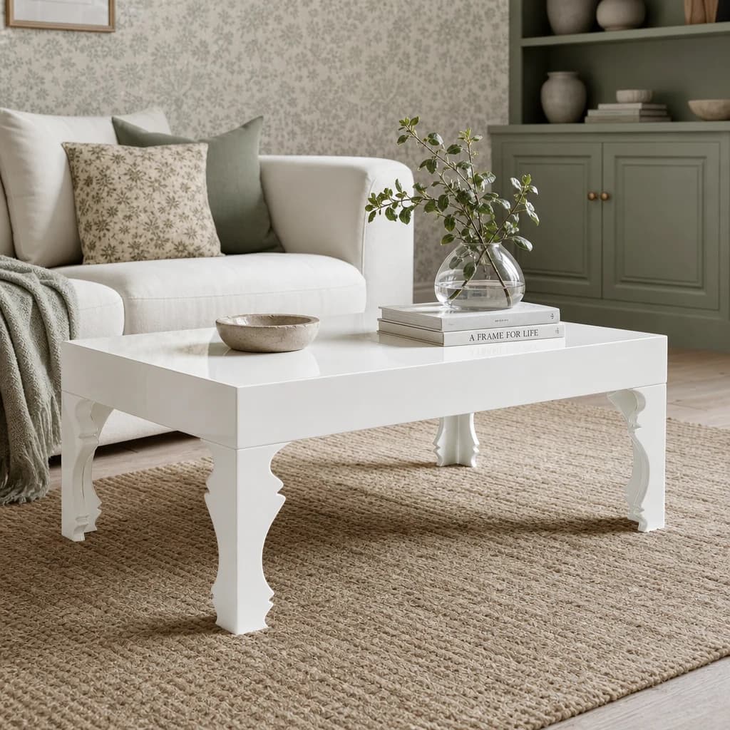 Luis White High Gloss Finish Coffee Table - Tables, photo 1 of 3